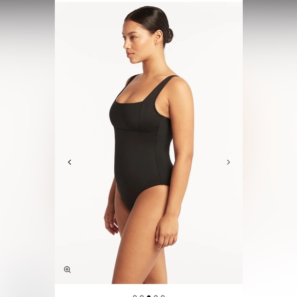 SEA LEVEL SWIM Eco‎ Essentials Square Neck One Piece 14 Black - Picture 3 of 11